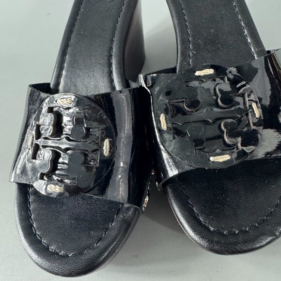 Tory Burch Black Patent Leather Wedges, Size 5 - Picture 5 of 13